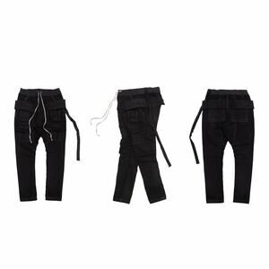 Rick Owens DRKSHDW FW21 Creatch Cargo Drawstring Pants Black Stretch Sz:L